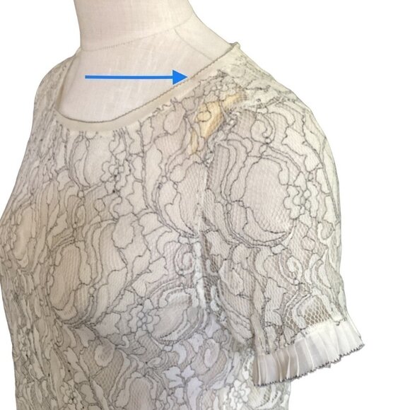 Ann Taylor LOFT Floral Lace Pleat-Ribbon Ruffle Accent Top M 151L - Picture 5 of 7